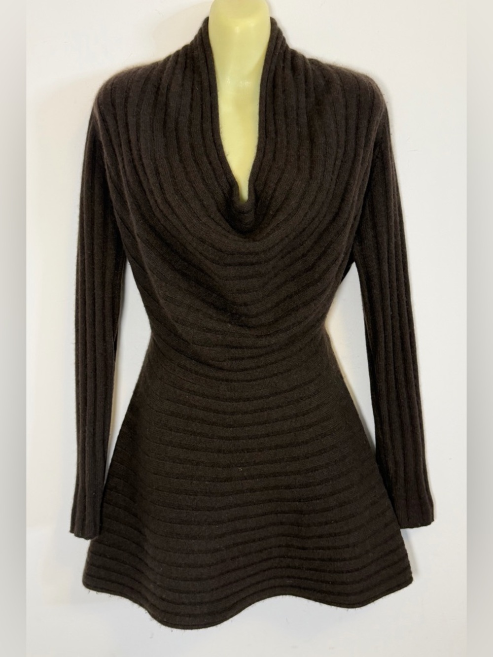 Raffi Cashmere Brown Cowlneck Sweater Dress